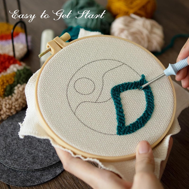 Temlum Punch Needle Coasters Kit, Punch Needle Embroidery Kits for Adults and Beginners - Including Patterns, Tools, Yarns, Hoop, Instruction, Coaster Holder Art Craft Supplies - Landscape - Image 3